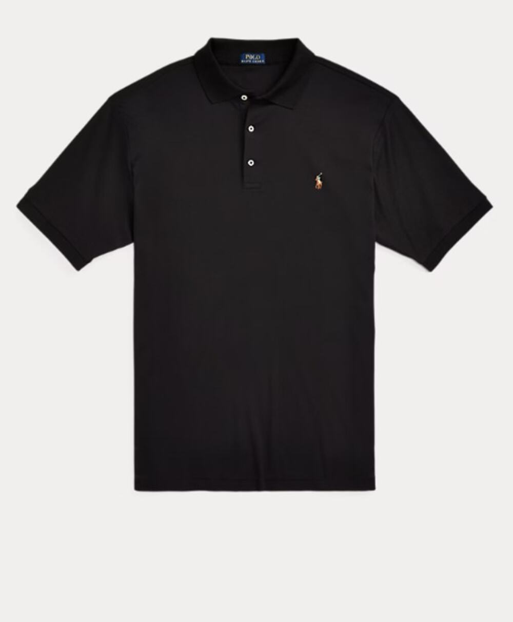 POLO RALPH LAUREN black classic fit soft cotton embroidered pony polo shirt